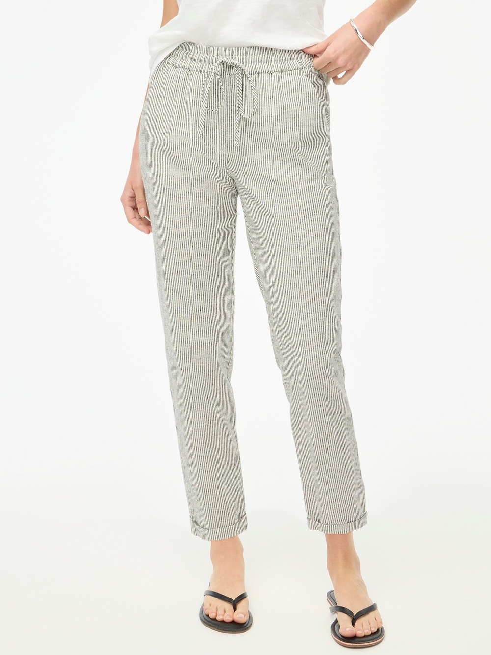 J. Crew Factory Black & White Seersucker Drawstring Ankle Pants